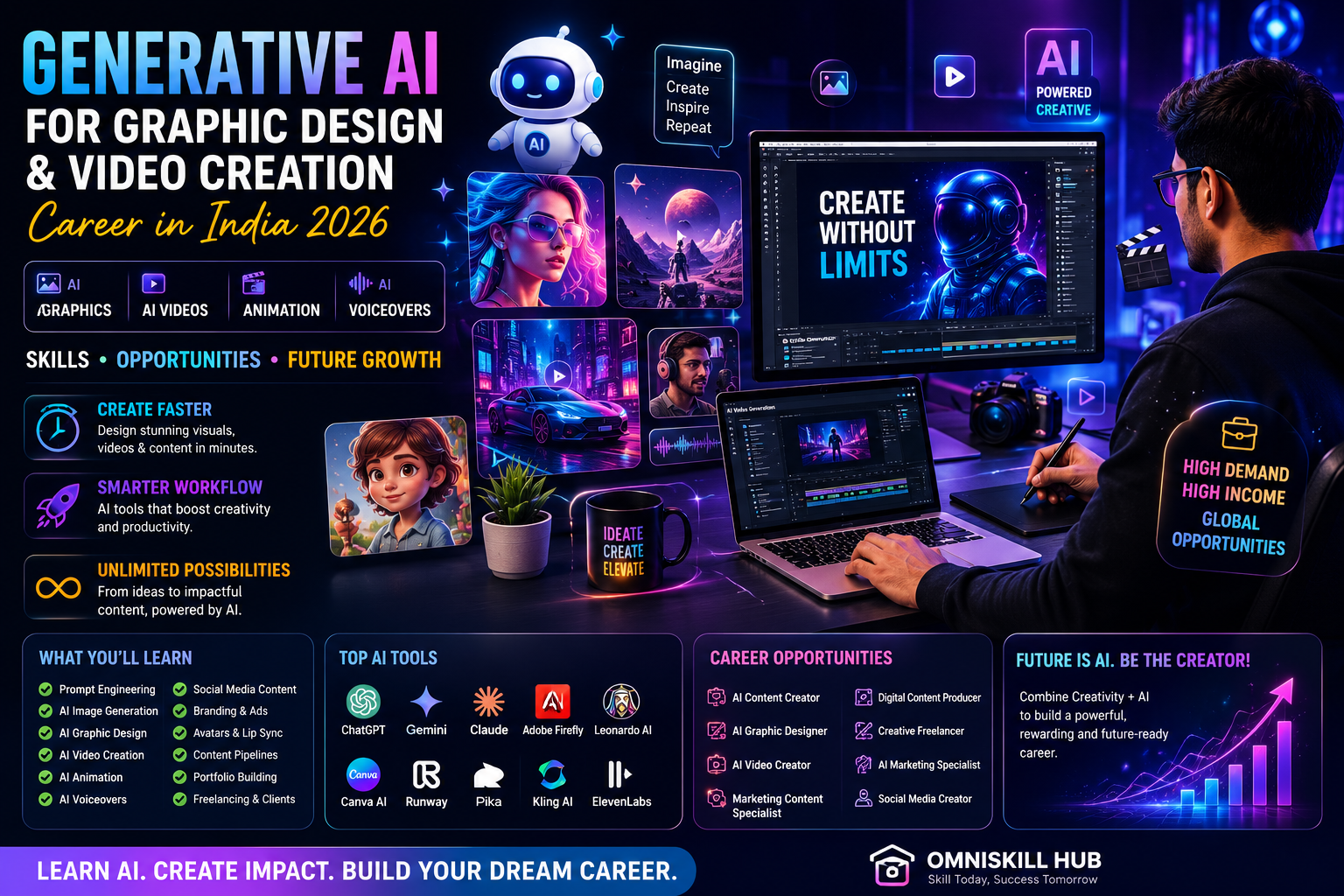Generative AI for Graphic Design & Video Creation Career in India 2026: Salary, Opportunities & Future Scope